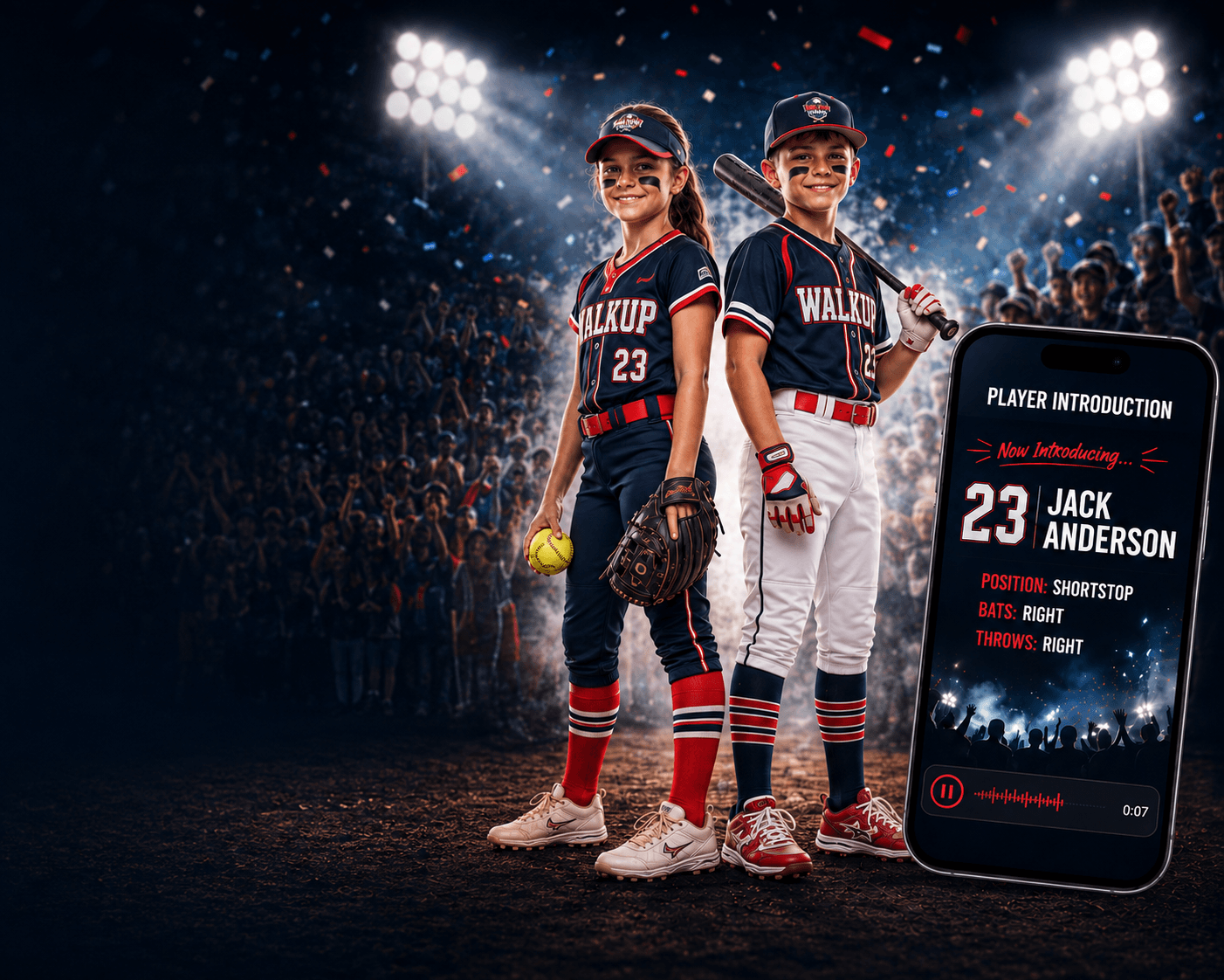 GameDay screen announcing a player before their walk-up song